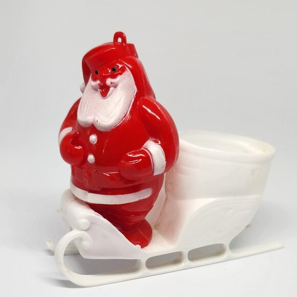 Hard Plastic Santa and Sled Candy Dispenser Vintage Christmas - Picture 1 of 4